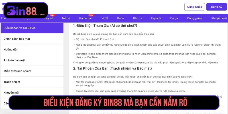 Hướng Dẫn Đăng Ký Bin88 Nhanh Chóng, An Toàn Chỉ Trong 3 Phút Điều kiện đăng ký Bin88 mà bạn cần nắm rõ