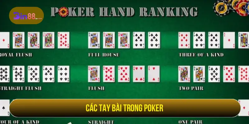 V8 Poker – Game Bài Trực Tuyến Kịch Tính Các tay bài trong poker