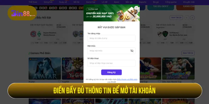 Xổ Số Siêu Tốc – Quay Nhanh, Thắng Lớn Mỗi Ngày Điền đầy đủ thông tin để mở tài khoản